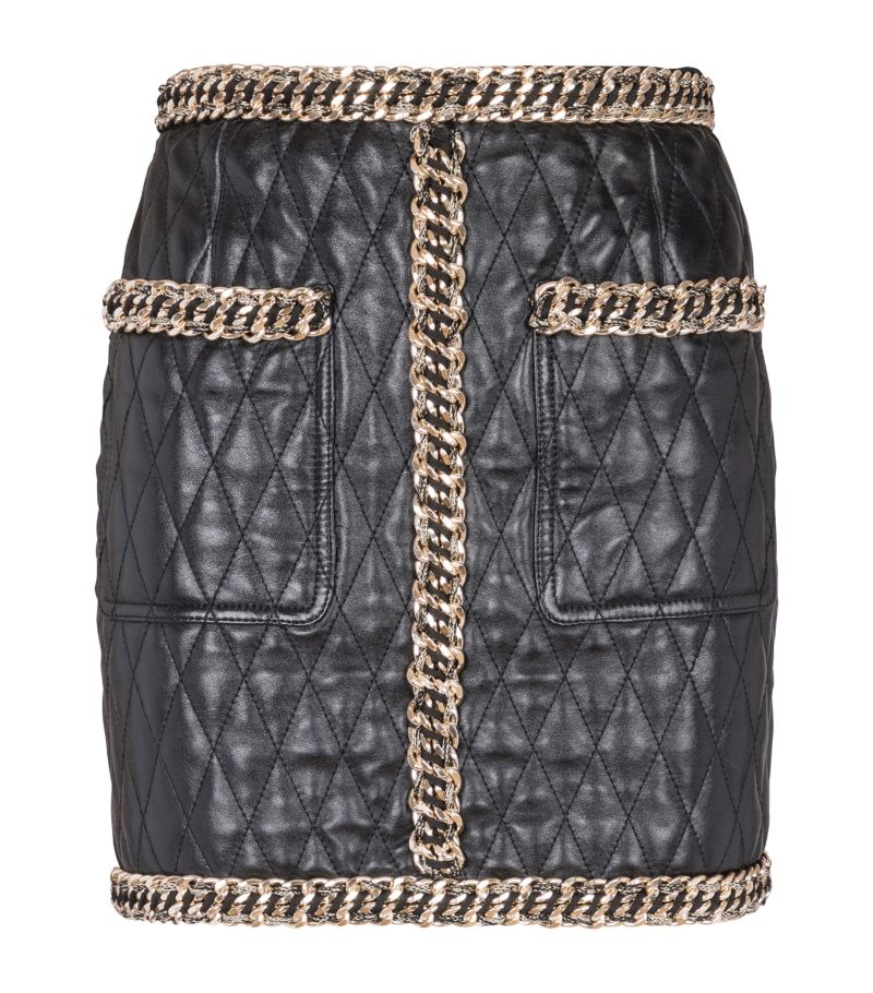 Balmain Balmain Leather Embellished Mini Skirt