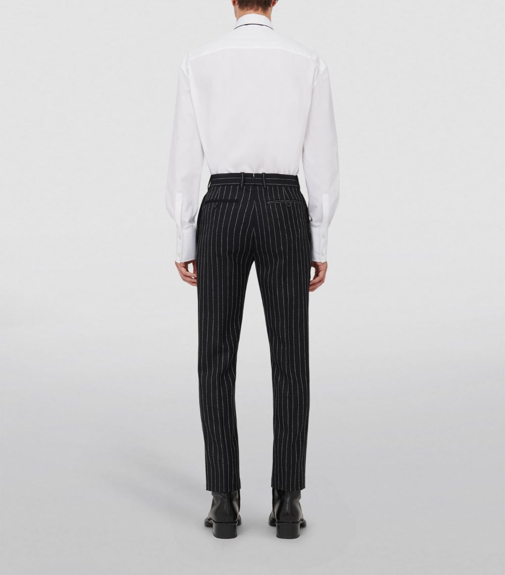 Alexander McQueen Alexander Mcqueen Logo Lettering Pinstripe Trousers