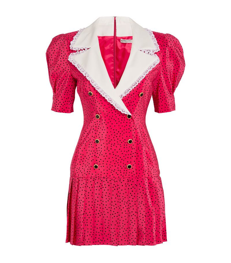 Alessandra Rich Alessandra Rich Silk Polka-Dot Mini Dress