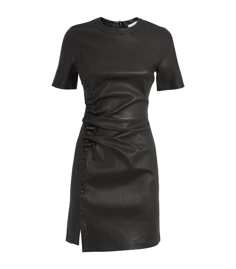 Rabanne Rabanne Leather Ruched Mini Dress