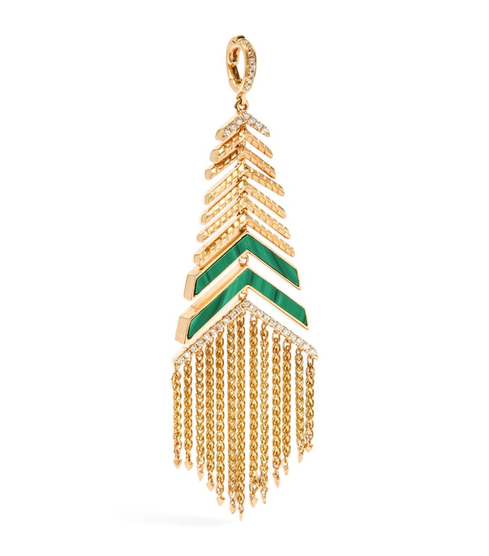 Annoushka Annoushka Yellow Gold, Diamond And Malachite Flight Josephine Pendant