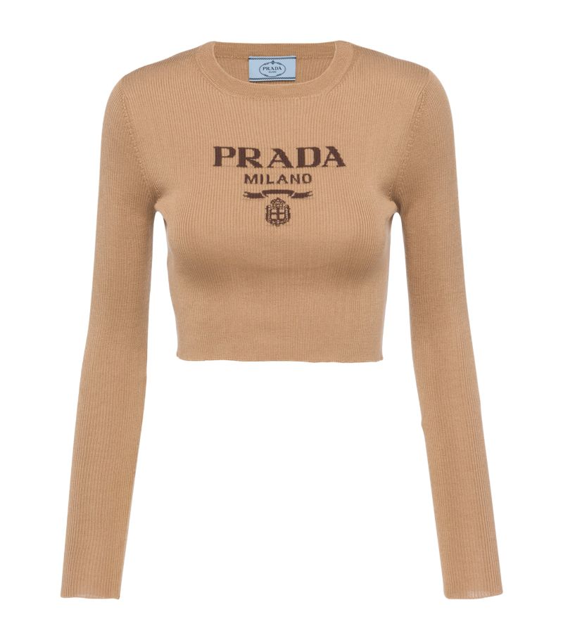 Prada Prada Silk Cropped Logo Sweater