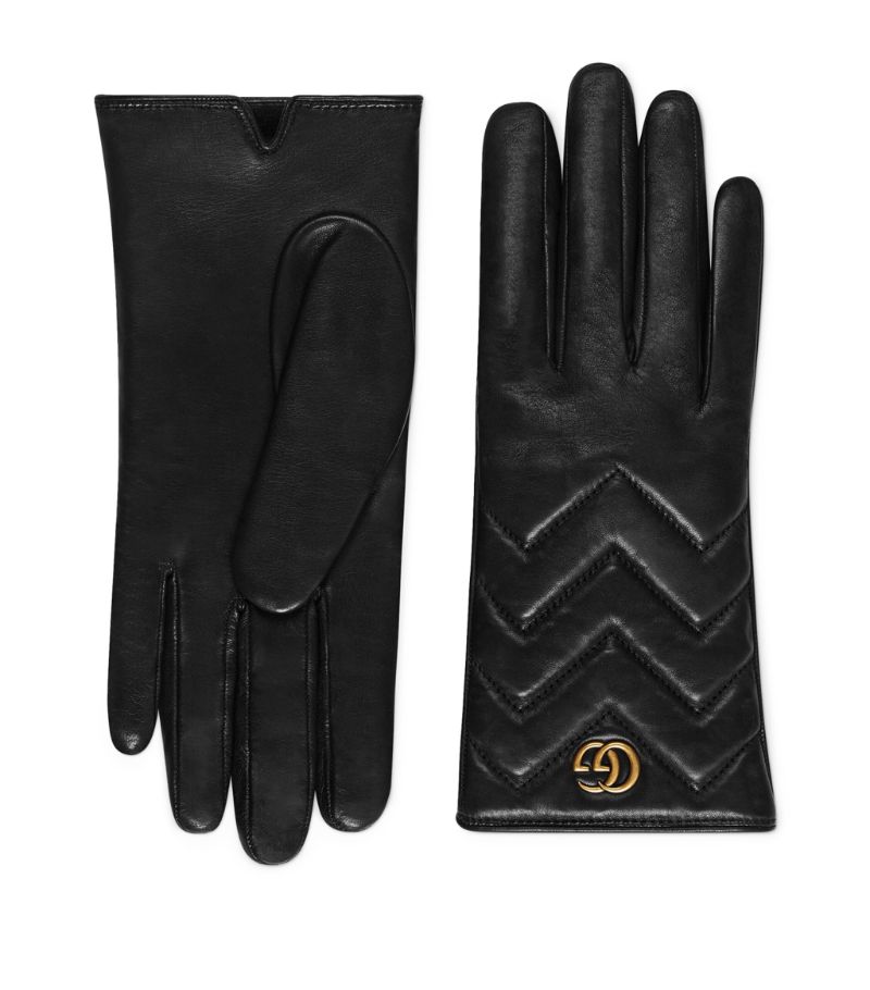 Gucci Gucci Leather Gg Marmont Gloves