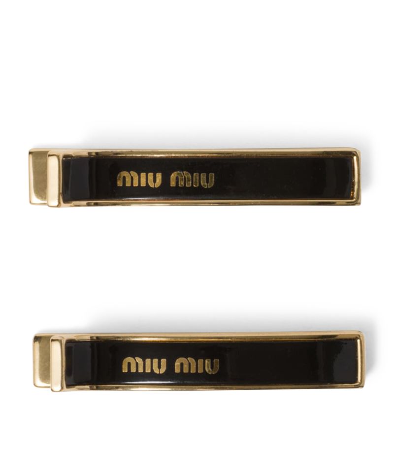 Miu Miu Miu Miu Set of 2 Enamel Logo Hair Clips