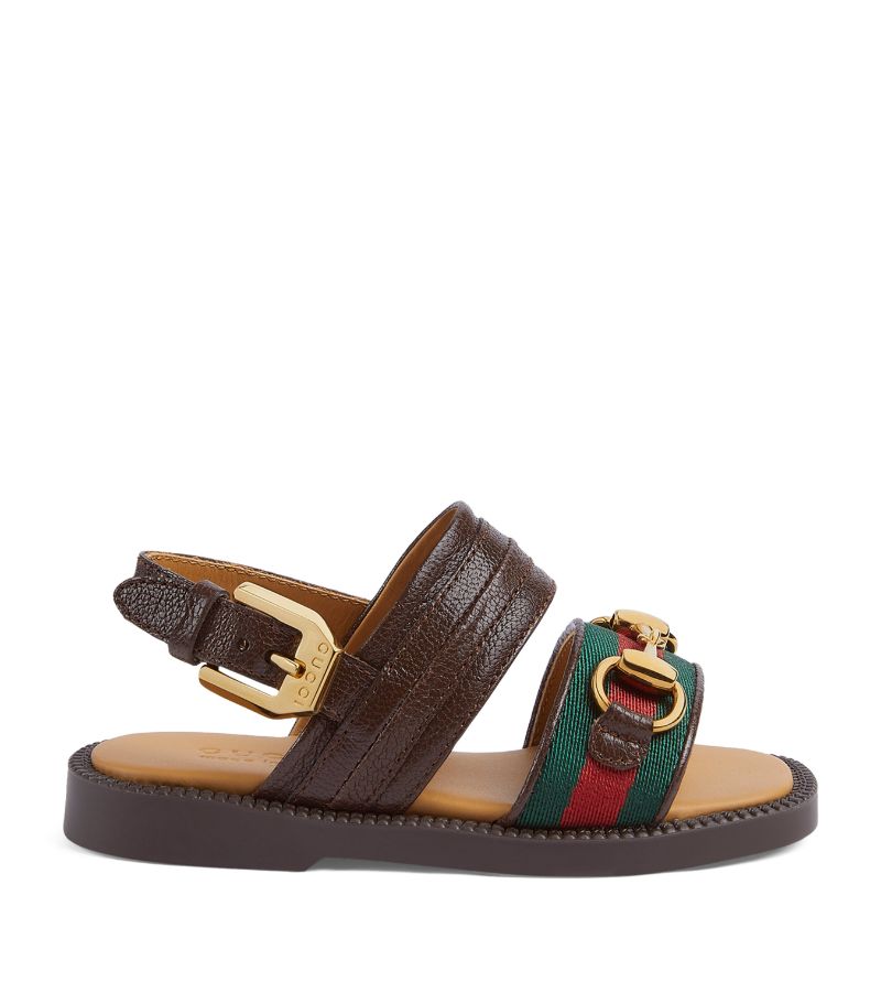 Gucci Gucci Kids Leather Horsebit Web Sandals