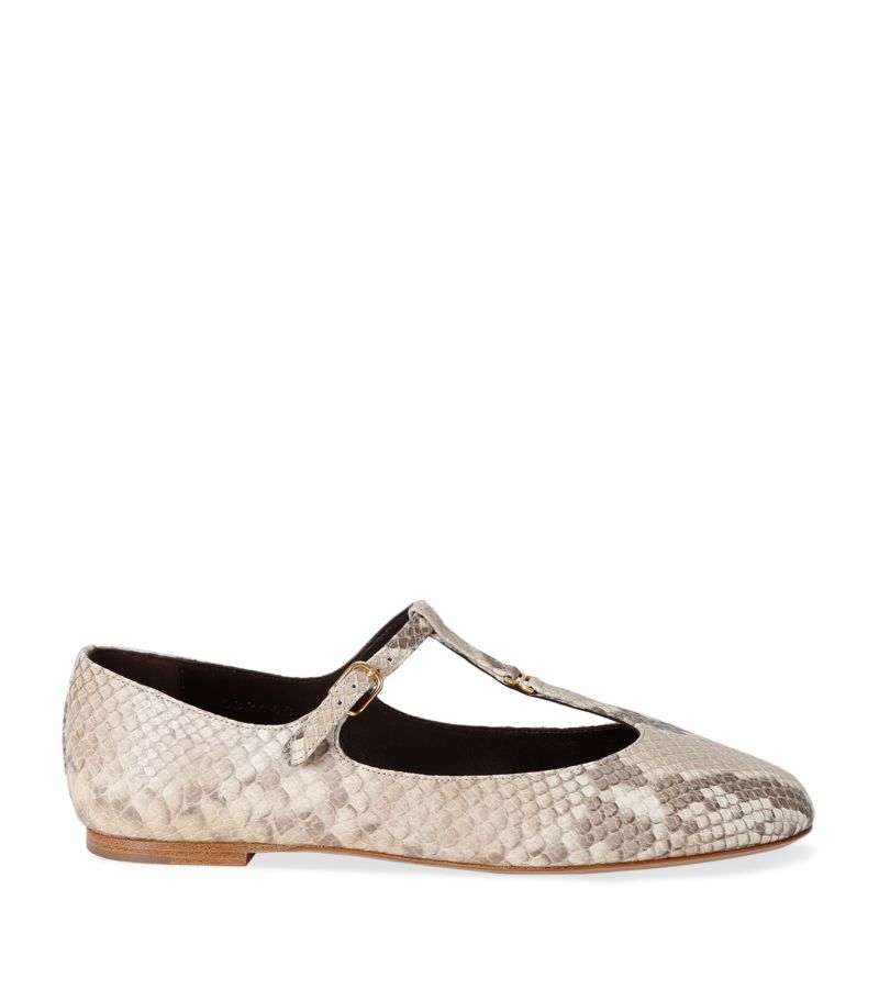 Chloé Chloé Snakeskin Print Mary Jane Flats