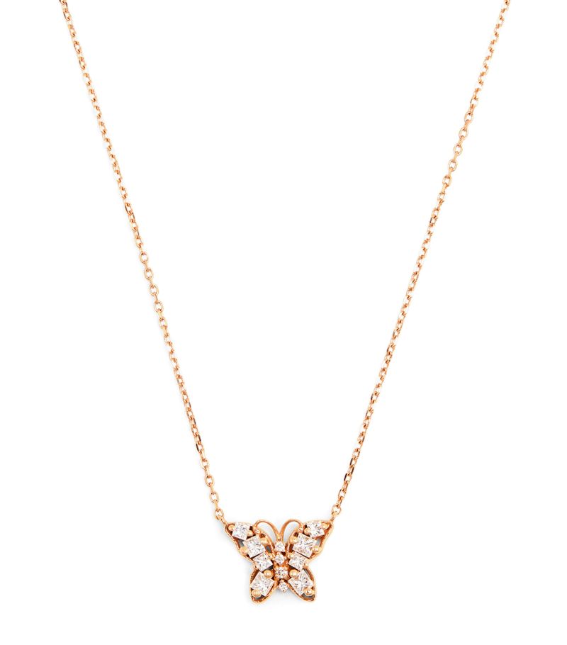 Suzanne Kalan Suzanne Kalan Mini Rose Gold And Diamond Princess Butterfly Necklace