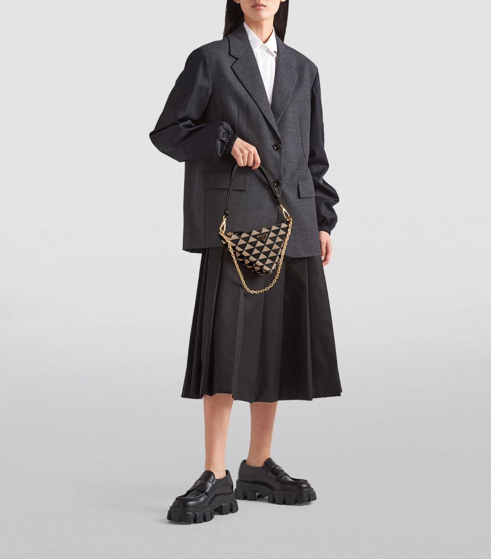 Prada Prada Small Jacquard Triangle Shoulder Bag