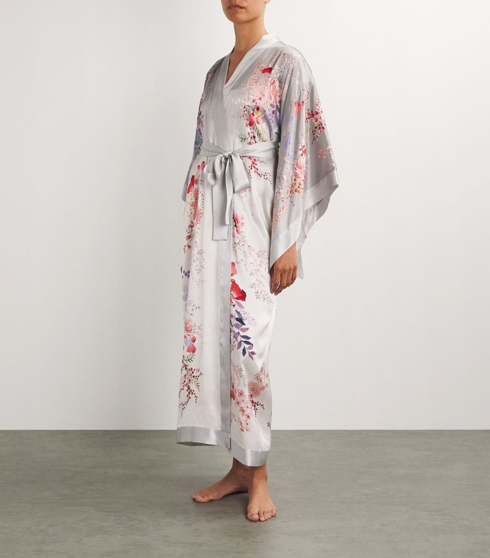 Meng Meng Silk-Satin Floral Kimono