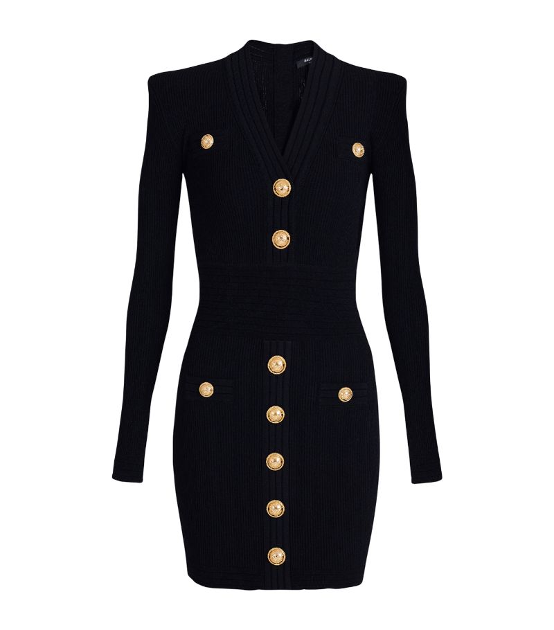 Balmain Balmain Rib-Knit Mini Dress