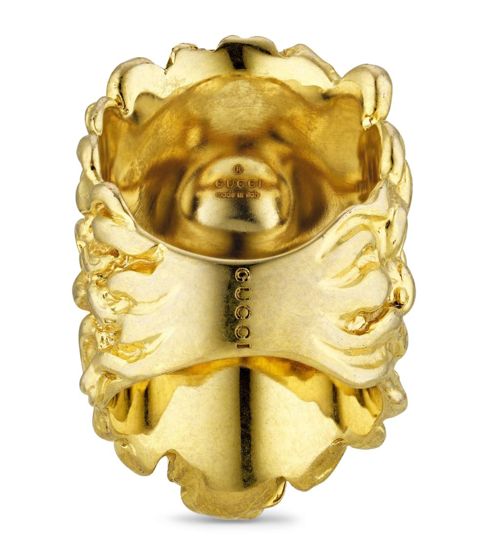 Gucci Gucci Faux Crystal Lion Head Ring