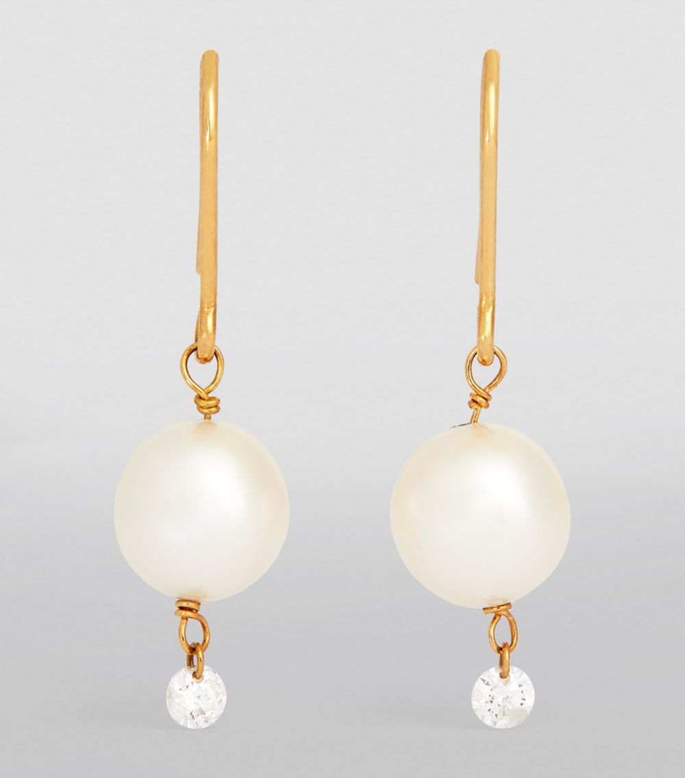 Persée Persée Yellow Gold, Diamond And Pearl Earrings