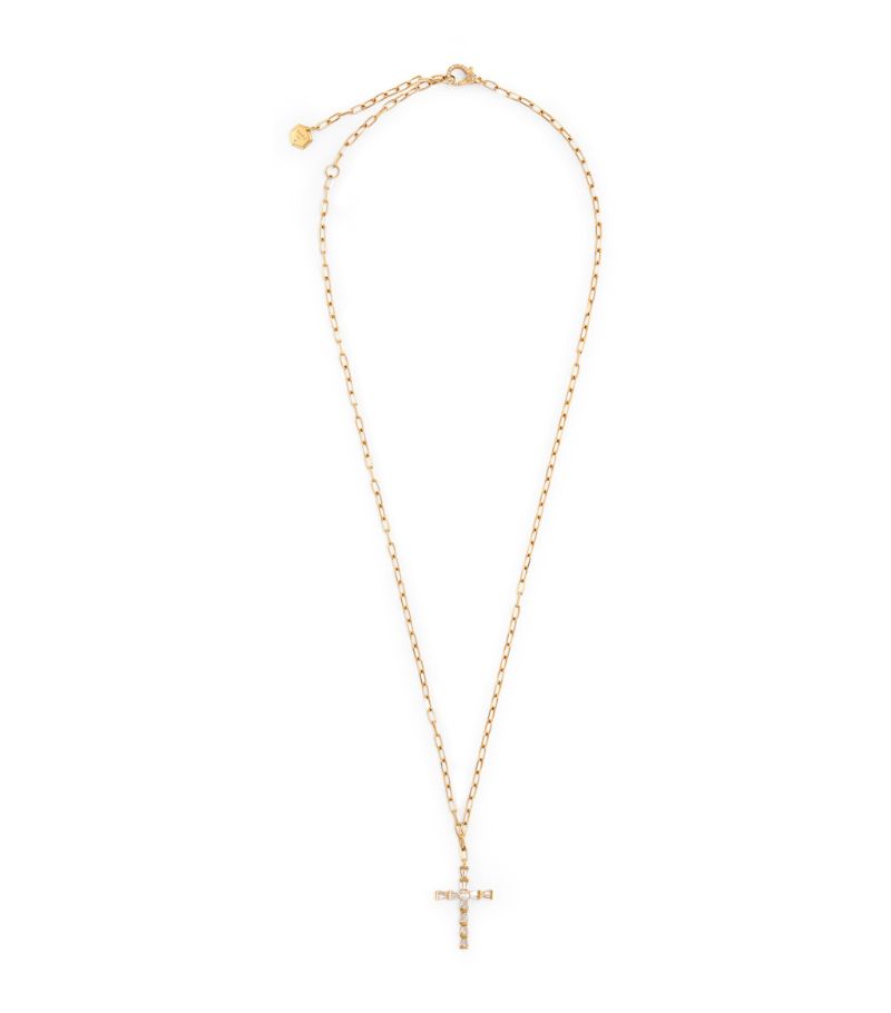 Shay Shay Yellow Gold And Diamond Mini Cross Necklace