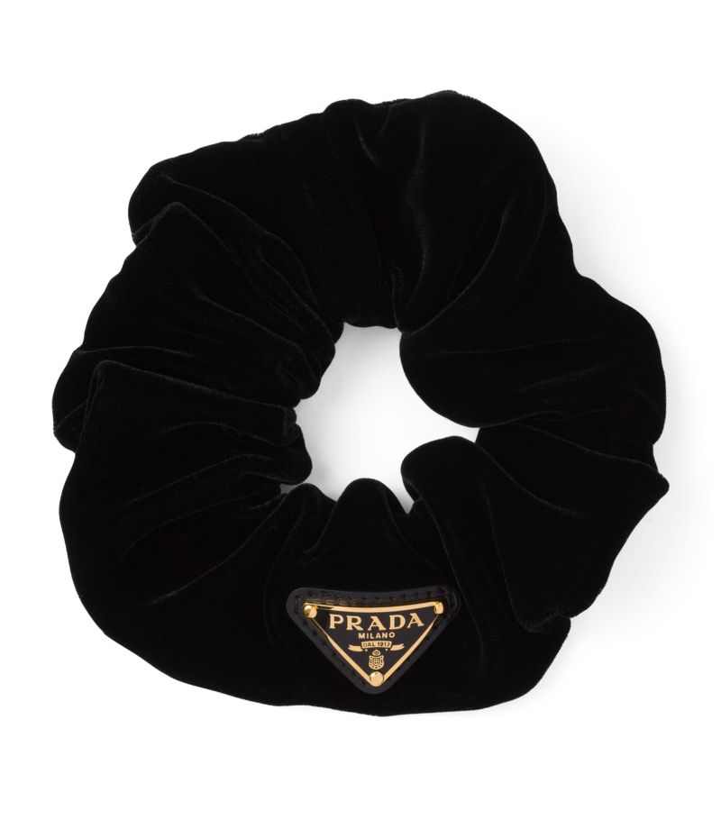 Prada Prada Cotton-Velvet Logo Scrunchie