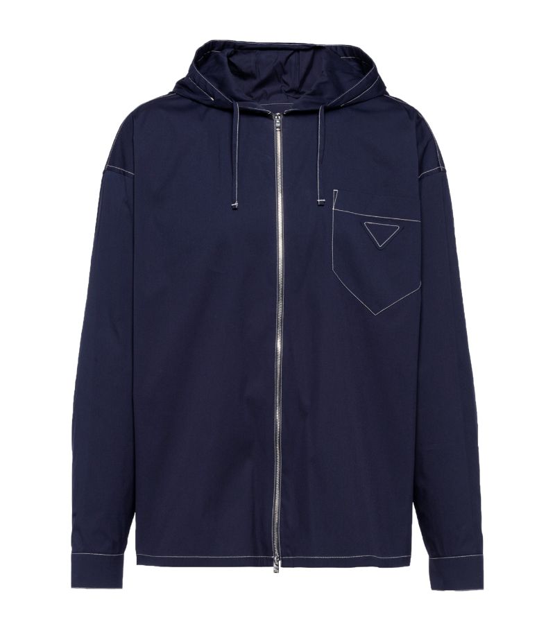 Prada Prada Contrast-Stitch Hooded Jacket