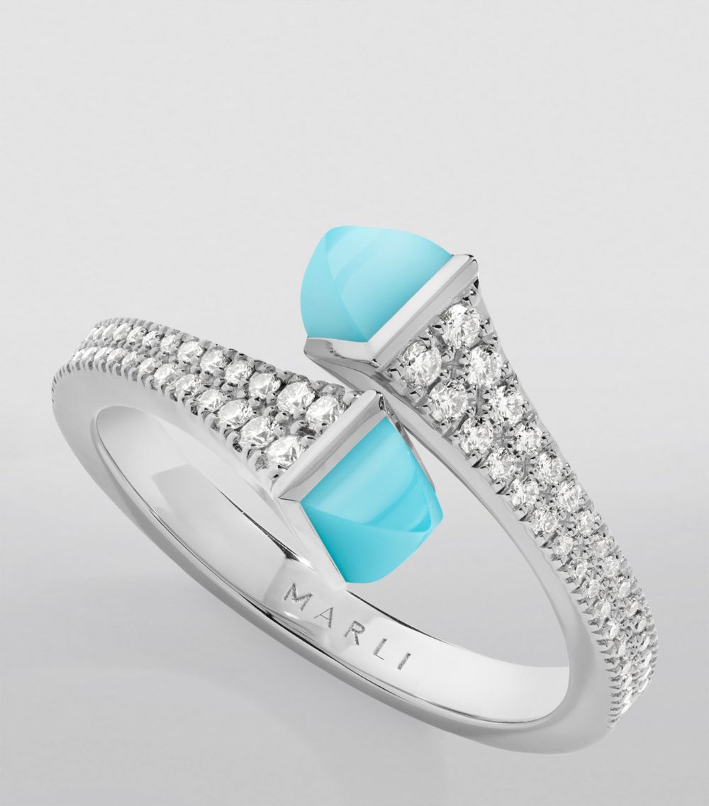  Marli New York White Gold, Diamond And Sea Blue Chalcedony Cleo Ring