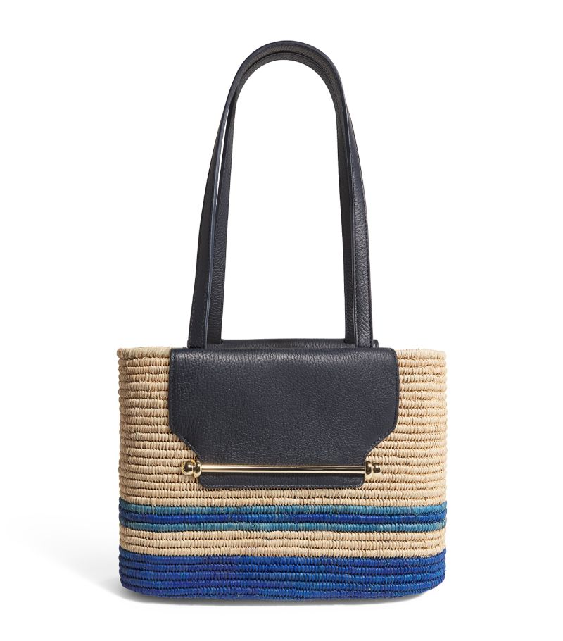 Strathberry Strathberry Small Raffia Leather-Trim Strathberry Basket Tote Bag