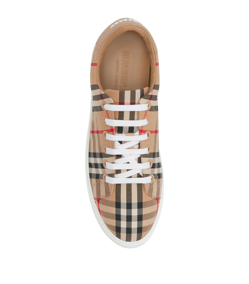 Burberry Burberry Leather-Trim Vintage Check Sneakers