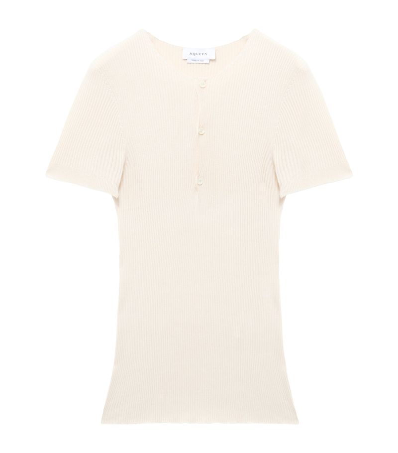 Alexander McQueen Alexander Mcqueen Silk Rib-Knit T-Shirt