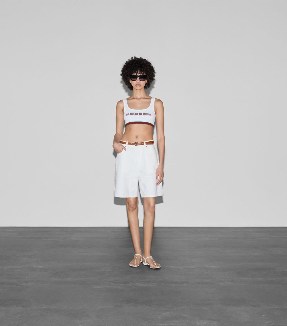 Gucci Gucci Cotton Web Cropped Tank Top