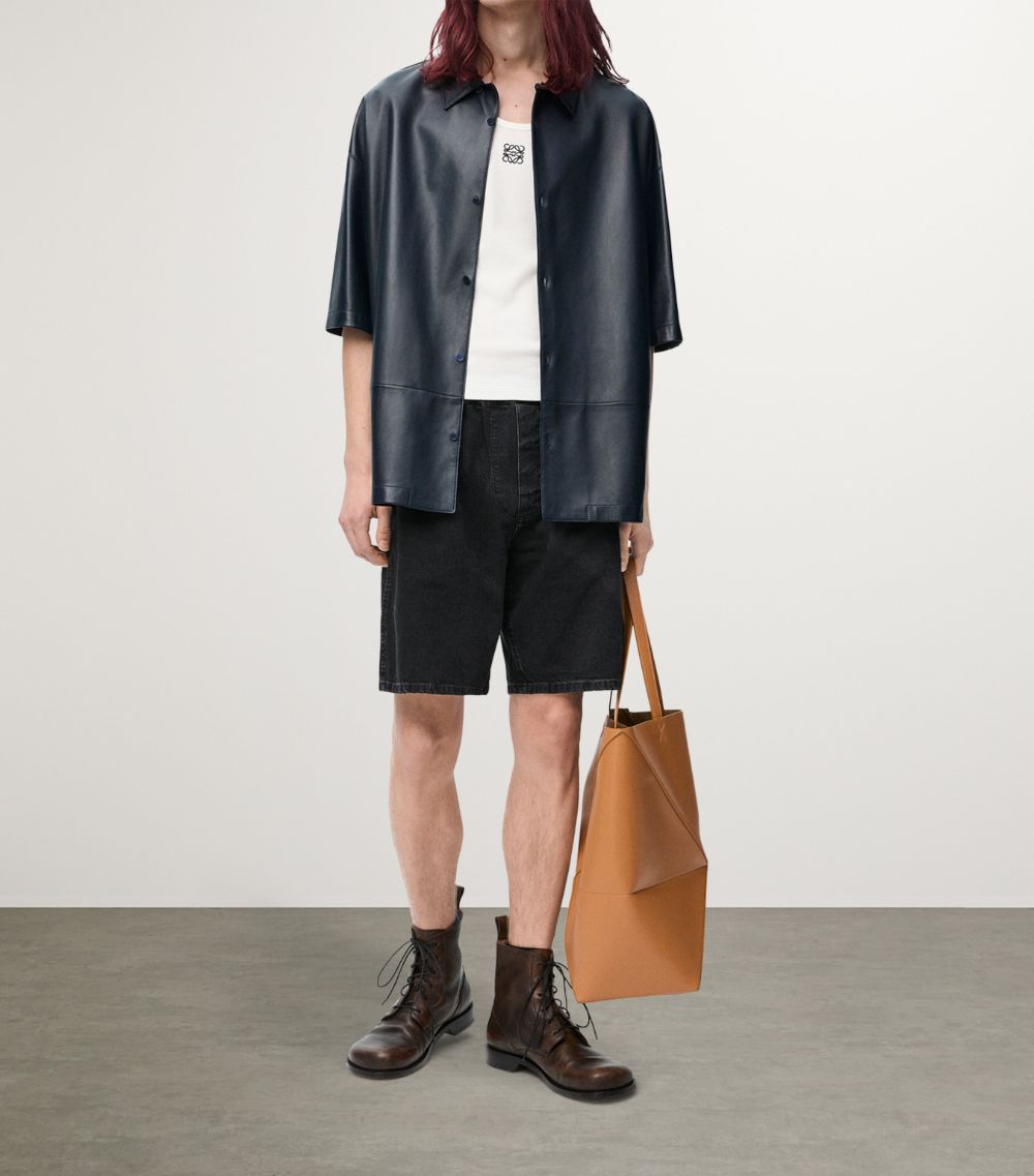 Loewe Loewe Leather Short-Sleeve Shirt