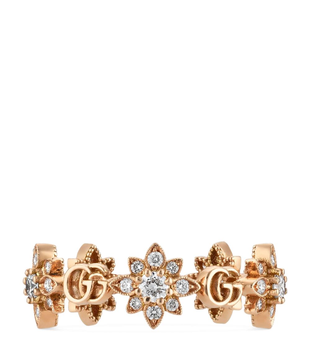 Gucci Gucci Rose Gold And Diamond Flora Ring