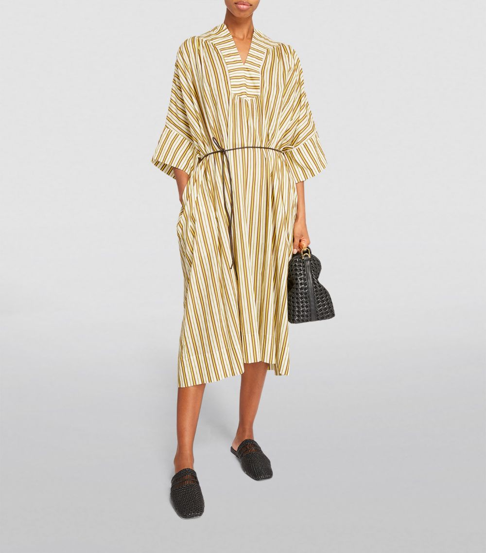 Yves Salomon Yves Salomon Belted Striped Midi Dress