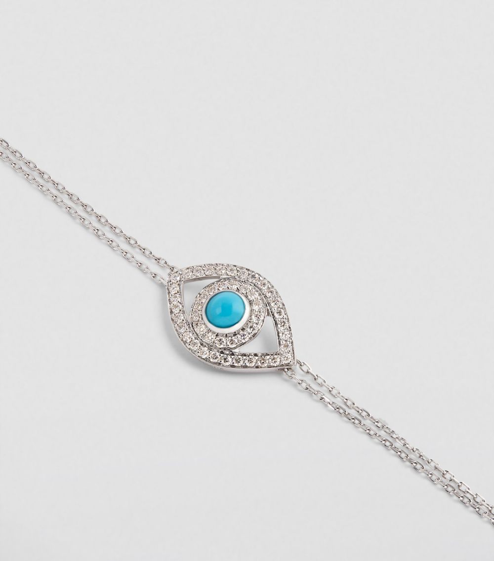 Netali Nissim Netali Nissim White Gold, Diamond And Turquoise Protected Bracelet