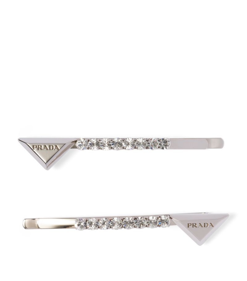 Prada Prada Set Of 2 Embellished Triangle Hair Clips