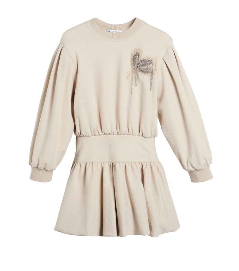 Brunello Cucinelli Kids Brunello Cucinelli Kids Wool Monili-Embroidered Dress