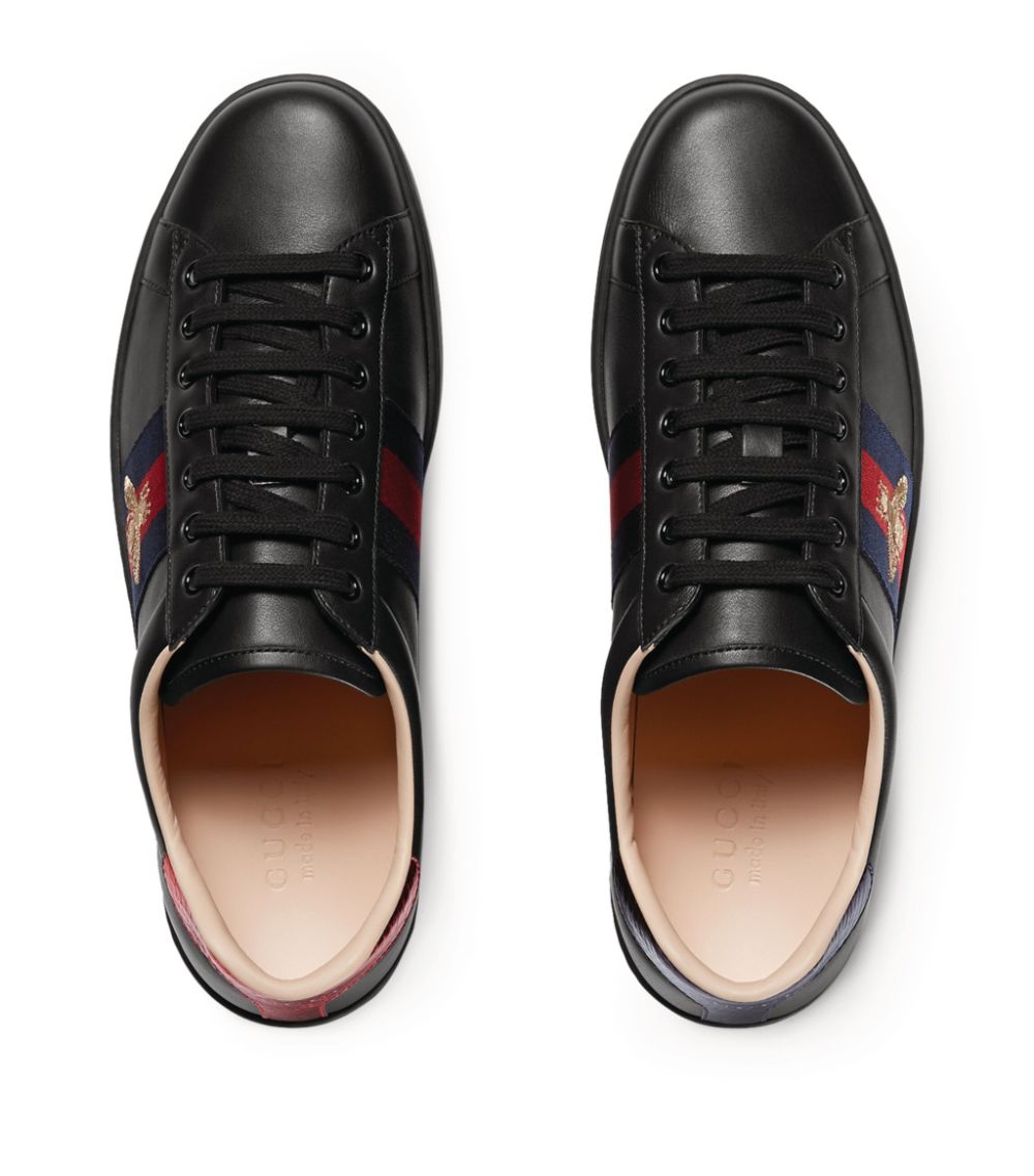 Gucci Gucci Leather Bee Web Low-Top Sneakers