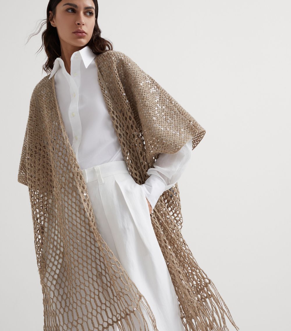 Brunello Cucinelli Brunello Cucinelli Silk-Linen Dazzling Longline Cardigan