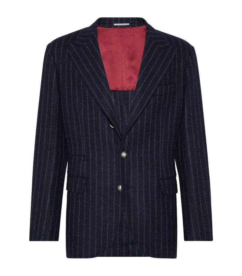 Brunello Cucinelli Brunello Cucinelli Alpaca-Wool Chalk Stripe Blazer