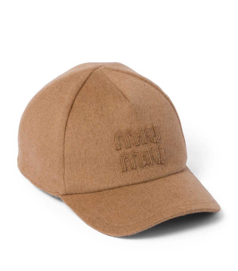 Miu Miu Miu Miu Camel Hair Logo Baseball Cap