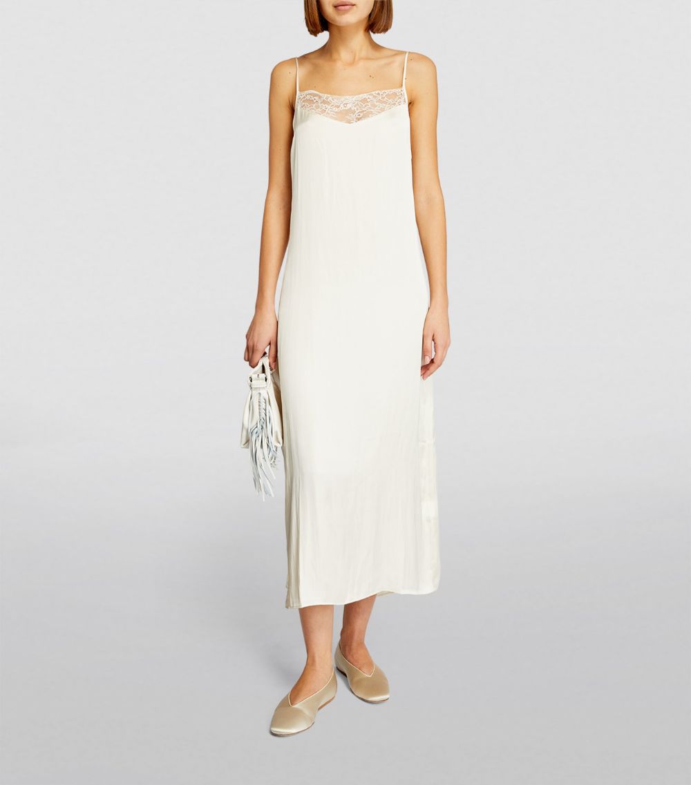  Maje Lace-Trim Slip Midi Dress