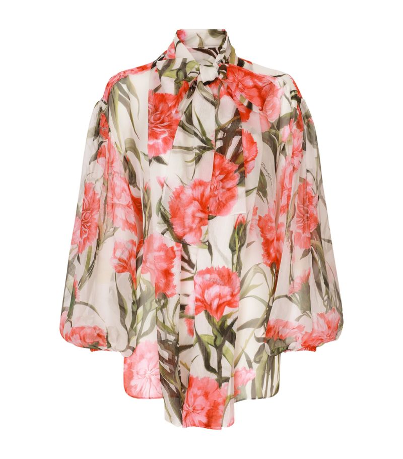 Dolce & Gabbana Dolce & Gabbana Silk Floral Pussybow Blouse