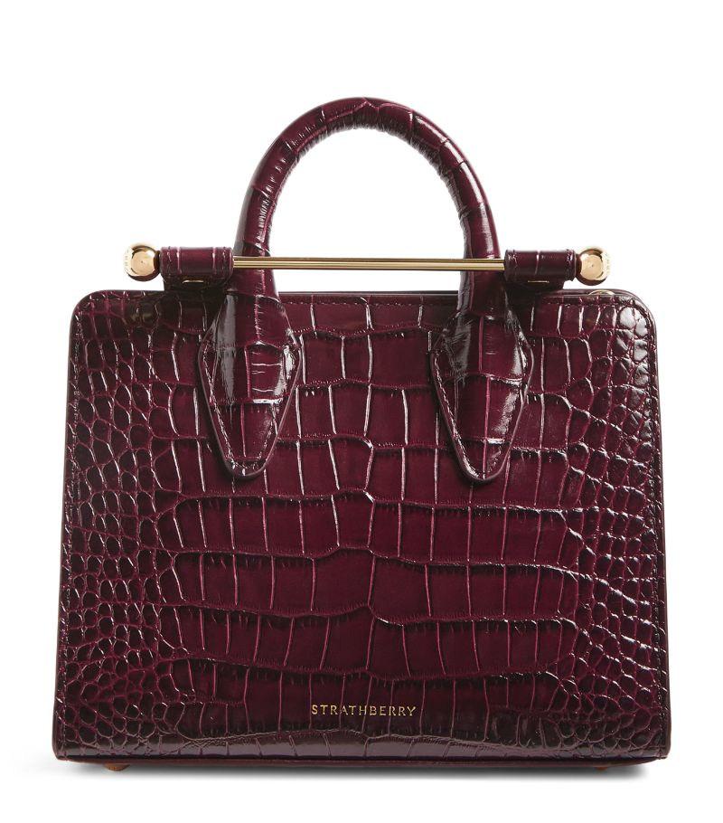 Strathberry Strathberry Leather Croc-Embossed Nano Tote Bag