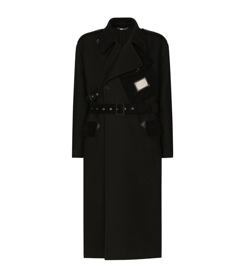 Dolce & Gabbana Dolce & Gabbana Wool Plaque Trench Coat