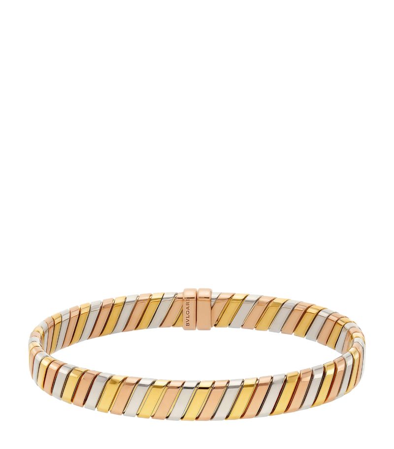 Bvlgari Bvlgari Yellow, Rose And White Gold Tubogas Bangle