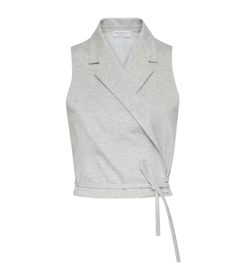 Brunello Cucinelli Brunello Cucinelli Cotton-Blend Wrap-Around Tank Top