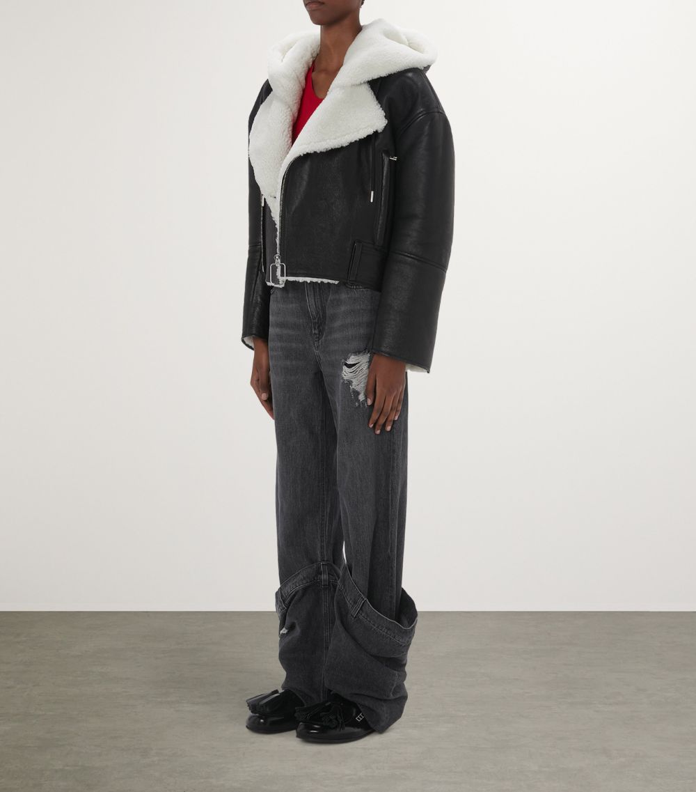 Jw Anderson Jw Anderson Shearling Hooded Aviator Jacket