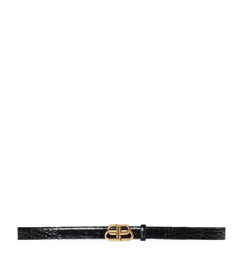 Balenciaga Balenciaga Leather Bb Logo Thin Belt