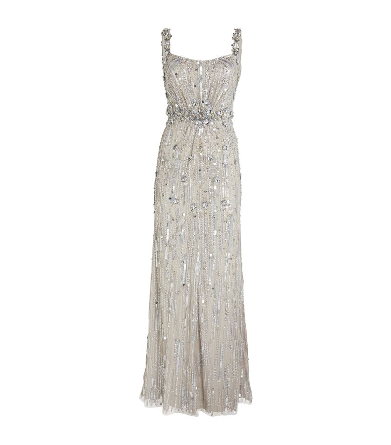 Jenny Packham Jenny Packham Crystal-Sequin Embellished Gown