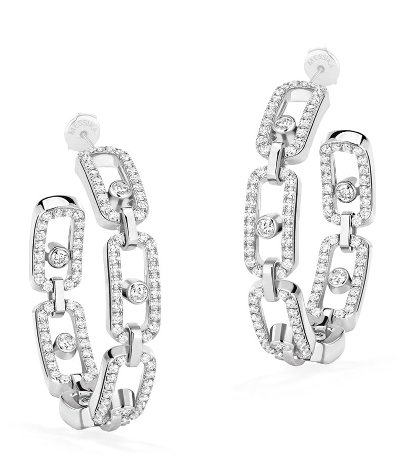 Messika Messika Small White Gold And Diamond Move Link Hoop Earrings