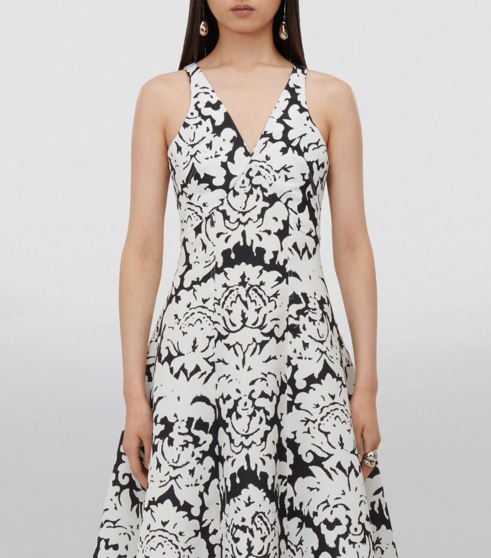 Alexander McQueen Alexander Mcqueen V-Neck Brocade Print Midi Dress