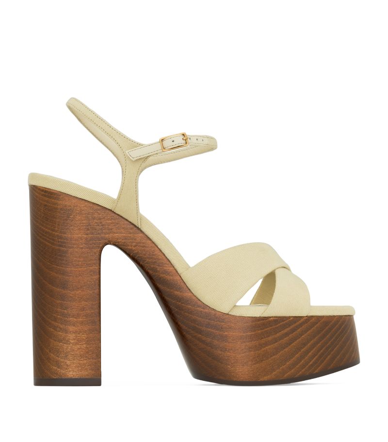 Saint Laurent Saint Laurent Canvas Bianca Platform Sandals 125