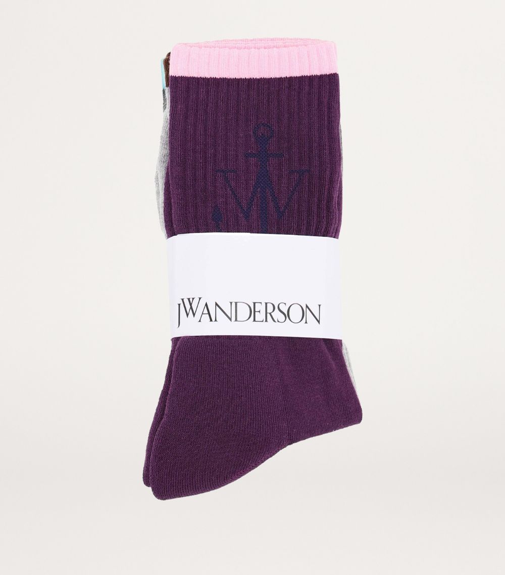 Jw Anderson Jw Anderson Set Of 3 Ribbed Logo Socks