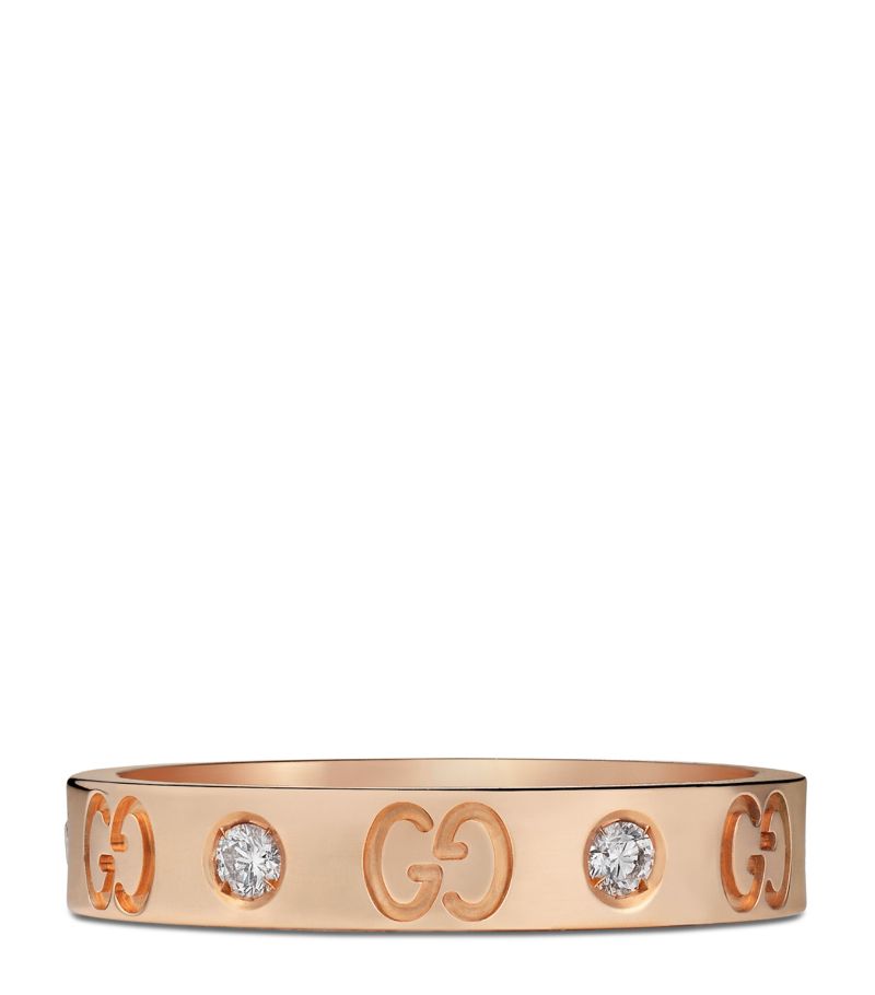 Gucci Gucci Rose Gold And Diamond Icon Ring