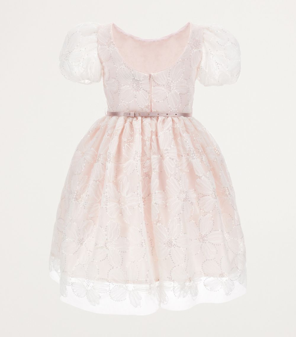 Monnalisa Monnalisa Tulle Floral Belted Dress (4-14 Years)