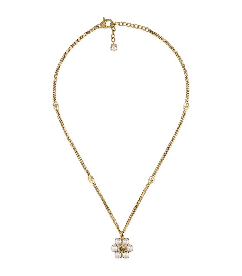 Gucci Gucci Glass Pearl Double G Necklace